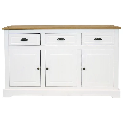 Sunnydaze Decor Sunnydaze Sideboard With 3 Drawers And 3 Doors - Solid Pine Construction - White - 32" 3 Sunnydaze Decor Sunnydaze Sideboard With 3 Drawers And 3 Doors - Solid Pine Construction - White - 32" - Image 3
