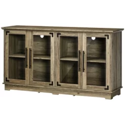 HOMCOM Farmhouse Sideboard, Buffet Cabinet, Coffee Bar Cabinet With 4 Glass Doors, Credenza, Distressed Grey -Home Style Deals Store GUEST 841740ac 8662 47bf 95dc 571ced029c3b
