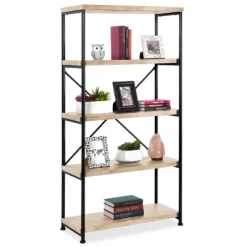 Best Choice Products 5-Tier Rustic Industrial Bookshelf Display Décor Accent W/ Metal Frame, Wood Shelves -Home Style Deals Store GUEST 84183919 ea6f 4371 88f0 630653b273fe
