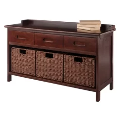 4pc Adriana Storage Bench With Baskets Walnut - Winsome -Home Style Deals Store GUEST 841aa2f5 e9ff 420e acbf aee30ef081d0