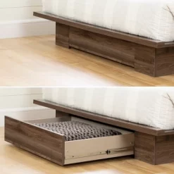 Full/Queen Lensky Platform Bed With Drawer Natural Walnut - South Shore -Home Style Deals Store GUEST 8521e419 256d 4ecb a609 6b0222234d52