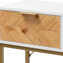 Giona Two-Tone Wood And Metal 1 Drawer Console Table White/Gold - Baxton Studio -Home Style Deals Store GUEST 852b5908 7148 4637 804a 323aad1f8487