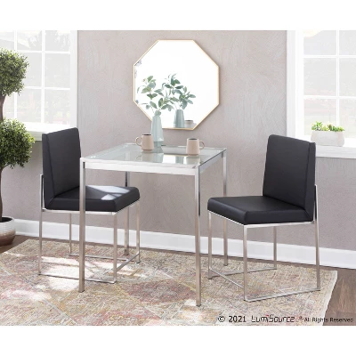 32" Fuji Square Dining Table Glass/Steel Clear - LumiSource 6 32" Fuji Square Dining Table Glass/Steel Clear - LumiSource - Image 6