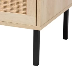 Caterina Wood And Natural Rattan 1 Door End Table Natural Brown/Black - Baxton Studio -Home Style Deals Store GUEST 872779ec 571a 4514 ab18 114abead1c24
