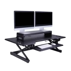 Double Articulated Dual Monitor Desk Mount With Power Black - Rocelco