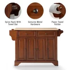 Lafayette Wood Top Full Size Kitchen Island/Cart Cherry/Natural - Crosley -Home Style Deals Store GUEST 88b53f89 750a 49a0 97b9 42e8e3d54770