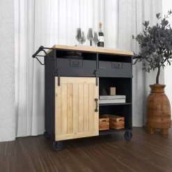Industrial Rolling Cart Black - Olivia & May -Home Style Deals Store GUEST 88bdf5a7 d986 47d3 9725 55e17c6e4b80