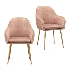 Costway Set Of 2 Velvet Dining Chairs Mid-Back Leisure Armchair W/ Gold Leg PinkGray -Home Style Deals Store GUEST 896e46ba ad2a 4c56 9aa0 1ee0d5c3e1b9