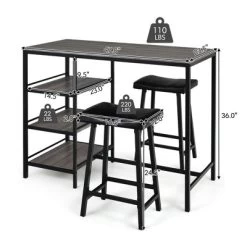 Costway 3 Piece Counter Height Dining Bar Table Set W/2 Stools&3 Storage Shelves -Home Style Deals Store GUEST 8a1b329b 0e96 4a42 b0f9 22d2a5db50ca