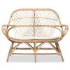 Jayden Fabric Upholstered And Rattan Loveseat White/Brown - Bali & Pari
