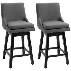HOMCOM 28" Set Of 2 Swivel Bar Height Bar Stools, Armless Upholstered Barstools Chairs With Soft Padding Cushion And Wood Legs -Home Style Deals Store GUEST 8b27ce22 8323 4db2 a2d9 54ebc19a5f1f
