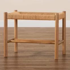 Saura Wood Hemp Accent Bench Oak Brown - Baxton Studio -Home Style Deals Store GUEST 8b702ed0 618c 4e66 8d8f 1e91945b9c7c