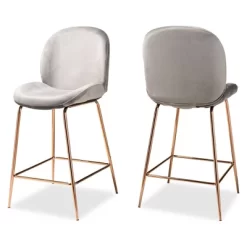2pc Lander Velvet Fabric Upholstered Metal Counter Stool Set - Baxton Studio -Home Style Deals Store GUEST 8cc94e6f 9aff 406a 9a2d a46fccef3bc6