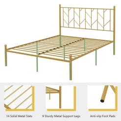 Costway Full/Queen/Twin Size Metal Platform Bed Frame Vintage Headboard Mattress Foundation Gold 14 Costway Full/Queen/Twin Size Metal Platform Bed Frame Vintage Headboard Mattress Foundation Gold -Home Style Deals Store GUEST 8d1507ea 7cbb 489a b5db 97768539c69e
