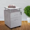 Rolling File Cabinet With Glass Top Gray - Techni Mobili