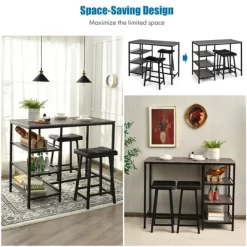 Costway 3 Piece Counter Height Dining Bar Table Set W/2 Stools&3 Storage Shelves -Home Style Deals Store GUEST 8d80cc65 9a76 4747 a3d8 7f9413005dd2