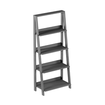 Lavish Home 4-Tier Ladder Bookshelf Freestanding Wooden Bookcase, Gray 6 Lavish Home 4-Tier Ladder Bookshelf Freestanding Wooden Bookcase, Gray - Image 6
