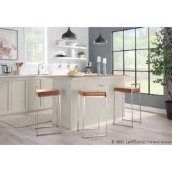 Set Of 2 Fuji Stackable Counter Height Barstools Leather/Steel - LumiSource -Home Style Deals Store GUEST 8f972be4 34e2 4134 8549 e20f537e0202