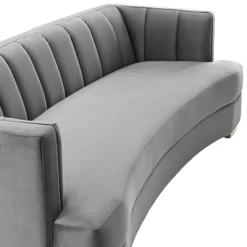Encompass Channel Tufted Performance Velvet Curved Sofa Gray - Modway -Home Style Deals Store GUEST 9071279d a39e 400a 96ef 493d5571a380