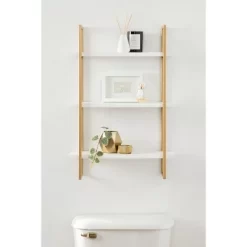 20" X 30" Leigh Wood And Metal Wall Shelf White/Gold - Kate & Laurel All Things Decor -Home Style Deals Store GUEST 9074cfdb fb7a 467c 9252 5584a5c3aaa1