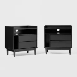 2pk Mid-Century Modern Solid Wood 2 Drawer Storage Nightstands - Saracina Home -Home Style Deals Store GUEST 90b51515 663a 4264 a749 f3758d2e0dcf