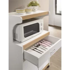 Microwave Kitchen Cart In White - Hodedah -Home Style Deals Store GUEST 90be18f6 ffdd 4d6a b347 709078d4b966