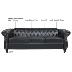 84.65" Chesterfield Rolled Arm 3 Seater Upholstered Sofa, Tufted Sofa Couch-ModernLuxe 14 84.65" Chesterfield Rolled Arm 3 Seater Upholstered Sofa, Tufted Sofa Couch-ModernLuxe -Home Style Deals Store GUEST 911f8943 5191 458a 8eca 532378e211cc