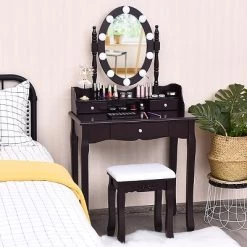 Costway Makeup Vanity Dressing Table 10 Dimmable Bulbs WhiteBlackBrown -Home Style Deals Store GUEST 91b282e5 ad84 42c4 9b5f c97fa8d7bfc7