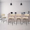Costway Set Of 4 Swivel Bar Stools Counter Height Upholstered Kitchen Dining Chair Gray/Beige