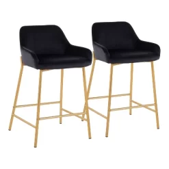 Set Of 2 Daniella Metal/Velvet Counter Height Barstools - LumiSource -Home Style Deals Store GUEST 91f47f45 d899 44ca 9dec 301f4a34eb53