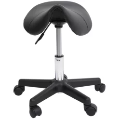 HOMCOM Rolling Saddle Stool, Swivel Salon Chair, Ergonomic Faux Leather Stool, Adjustable Height With Wheels For Spa, Salon, Massage, Office, Black -Home Style Deals Store GUEST 9219fda8 a2b3 408c 9973 240bcb51b251