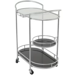 Contemporary Metal 3-Tier Oval Bar Cart Silver - Olivia & May -Home Style Deals Store GUEST 92cfcdeb d3a3 4945 b1b4 66463abedd99