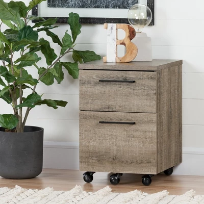 Munich 2 - Drawer Mobile File Cabinet - Weathered Oak - South Shore 1 Munich 2 - Drawer Mobile File Cabinet - Weathered Oak - South Shore