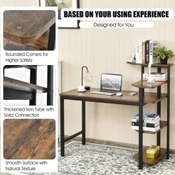 Costway Computer Desk Writing Study Table With Storage Shelves Home Office Rustic Brown -Home Style Deals Store GUEST 939ff14a 9ccb 4776 a17f cd623913b85f