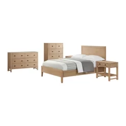 5pc Arden Wood Bedroom Set With Two 2 Drawer Nightstands With Open Shelf Light Driftwood - Alaterre Furniture -Home Style Deals Store GUEST 93ff9954 c350 48a6 9bad b04f7ae2b758