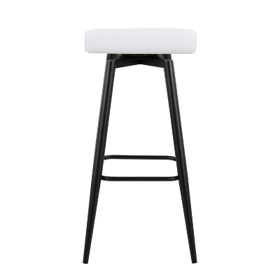 Set Of 2 Ale Faux Leather/Steel Barstools Black/White - LumiSource 4 Set Of 2 Ale Faux Leather/Steel Barstools Black/White - LumiSource - Image 4