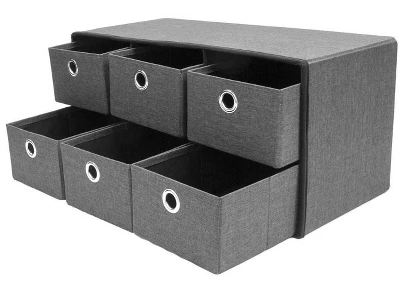 Sorbus Storage Bench Chest With Drawers (Gray) 2 Sorbus Storage Bench Chest With Drawers (Gray) - Image 2