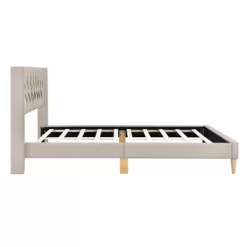 Queen Size Upholstered Wood Platform Bed-ModernLuxe -Home Style Deals Store GUEST 9605e37e 1fe1 4662 999a 1e4b066178a6