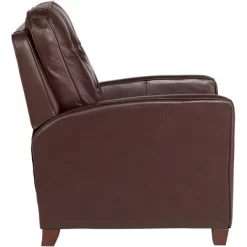 Elm Lane Livorno Chocolate Genuine Leather Recliner Chair Modern Armchair Comfortable Push Manual Reclining Footrest Tufted For Bedroom Living Room -Home Style Deals Store GUEST 964ca94d 934d 4be6 aacc ff52e0e19590