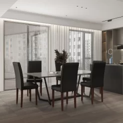 Emma And Oliver Six Mid-Century Parsons Chairs And Hardwood Frame For Kitchen, Dining Room & More