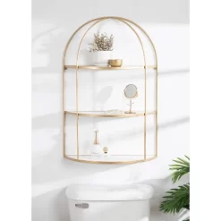 21" X 32" Freade Tiered Decorative Wall Shelf White/Gold - Kate & Laurel All Things Decor -Home Style Deals Store GUEST 990d250a 8797 4bee 85ff 00dcf762c870
