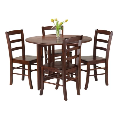 5pc Alamo Drop Leaf Dining Set With Ladder Back Chairs Wood/Walnut- Winsome 1 5pc Alamo Drop Leaf Dining Set With Ladder Back Chairs Wood/Walnut- Winsome