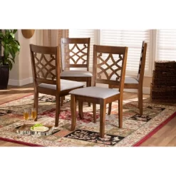 Set Of 4 Mael Fabric Upholstered Wood Dining Chairs Gray/Walnut - Baxton Studio -Home Style Deals Store GUEST 9a9381fe d5ac 4f58 9f1e fb9aa1437fa9