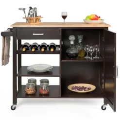 Costway 4-Tier Wood Kitchen Island Trolley Cart Storage Cabinet Brown -Home Style Deals Store GUEST 9b54d3e9 aa57 48b4 a8b8 cbf82e10bfb5
