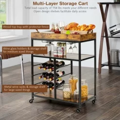 Costway 3-Tier Rolling Kitchen Cart Utility Trolley W/ Wine Bottle Rack 12 Costway 3-Tier Rolling Kitchen Cart Utility Trolley W/ Wine Bottle Rack -Home Style Deals Store GUEST 9e62a0e2 c381 49a8 92b2 629de6df7c3f