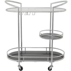 Contemporary Metal 3-Tier Oval Bar Cart Silver - Olivia & May -Home Style Deals Store GUEST 9e7d4e2b 7075 40f5 bcde d593c04a4bf8