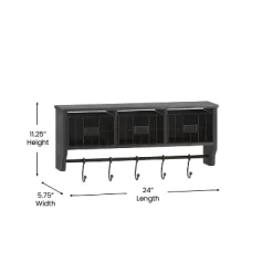 Emma And Oliver Rustic Country Wall Mounted Shelf With 5 Adjustable Sliding Hooks And Three Wire Storage Baskets -Home Style Deals Store GUEST 9f9ad9da fffa 4635 b1a6 97b019cbf41f