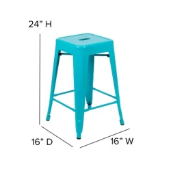 Flash Furniture Cierra Set Of 4 Commercial Grade 24" High Backless Metal Indoor Counter Height Stools With All-Weather Poly Resin Seats -Home Style Deals Store GUEST a08b5275 e37b 4ec2 8461 262996b89442