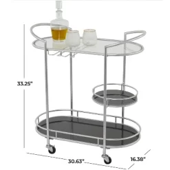 Contemporary Metal 3-Tier Oval Bar Cart Silver - Olivia & May -Home Style Deals Store GUEST a09f1b9a 8846 4ba5 88d6 1379f9b3a482