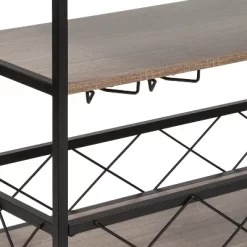 Merrick Lane Rolling Kitchen Serving And Bar Cart With Shelves And Wine Glass Holders In Distressed Light Oak Wood And Black Iron -Home Style Deals Store GUEST a0c39c8e bdf4 4d71 90fd 7aaa29e02da1